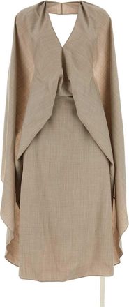 Fendi Womens Cappuccino Flannel Dress - Tan Wool - Size EU 40 (Womens)