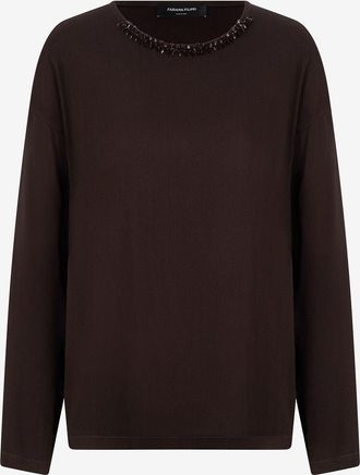 Fabiana Filippi Sabl&eacute;-Cr&ecirc;pe-Top mit kristallbesetztem Kragen Galaxie