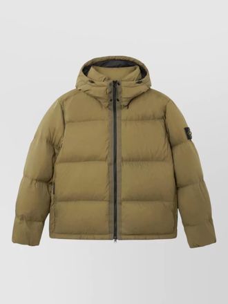 Stone Island hooded jacket elasticated cuffs quilted pattern