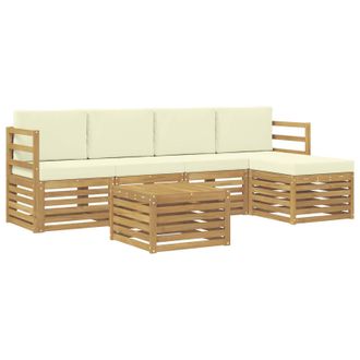 vidaXL Conjunto De Sof&aacute;s De Exterior 6 Pcs Blanco Y Crema Vidaxl