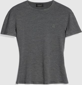 Gucci Silk Jersey T-shirt With Embroidery, Grey