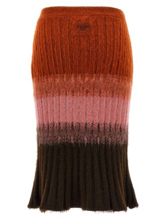 Fendi Wool and Mohair Ombr&eacute; Skirt - Rust