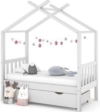 vidaXL Giroletto Bambini con Cassetto Bianco Legno di Pino 70x140 cm - Vidaxl