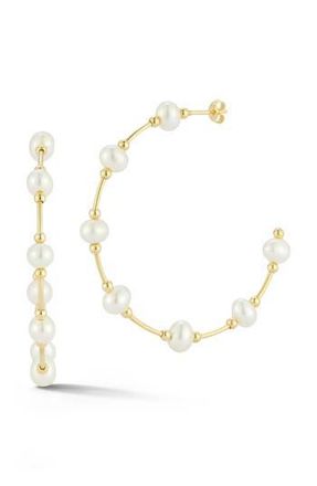 Chloe and Madison Pearl Hoop Earrings in Gold at Nordstrom Rack