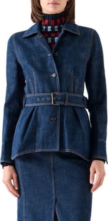 Akris Winter Denim Peplum Jacket in Navy at Nordstrom, Size 10