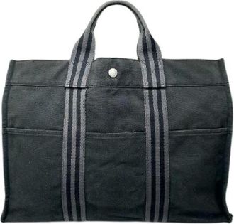 Herm&egrave;s Pre-owned Tote Bags, female, Black, Size: ONE SIZE Pre-owned Cotton Tote Bag