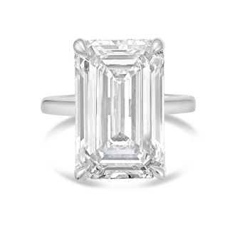Diana M. Jewels Platinum 12.00 cts Emerald Diamond Under Halo Ring