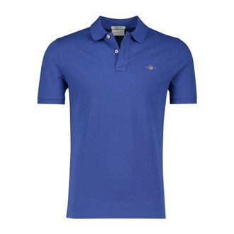 GANT Tops, Heren, Blauw, S, Katoen, Blauwe poloshirt met korte mouwen