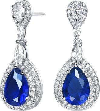 Genevive Silver Cz Drop Earrings
