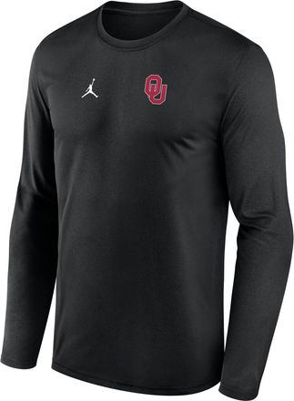 Nike Mens Oklahoma Sideline Legend Small Logo Jordan Brand Dri-FIT College Long-Sleeve T-Shirt in Black | 0JTJ00AOKN-HE3