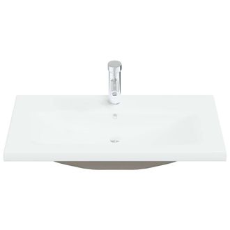 Berkfield Home Elegant Built-in Basin with Faucet 81x39x18 cm Ceramic White | Size: 81 x 39 x 18 cm
