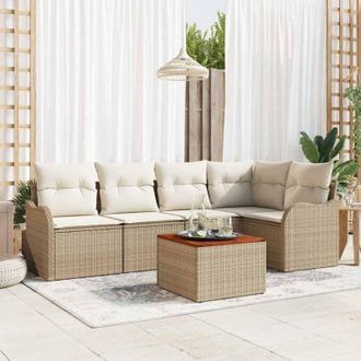 vidaXL Vidaxl - Conjunto De Sof&aacute; De Jard&iacute;n 6 Pcs Beige, Blanco