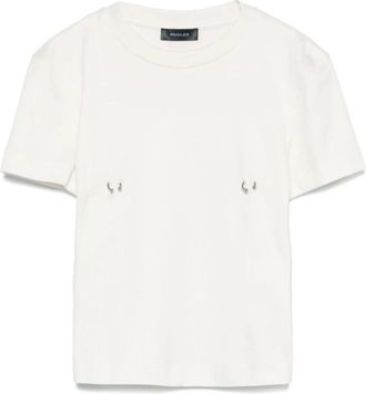 MUGLER T-Shirts, female, White, S, White Crew Neck Short Sleeves T-shirt