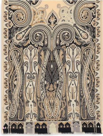 Etro Womens Scarf Paisley Print Beige Wool Scarfs