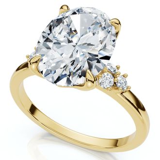 Pompeii3 3 1/10Ct Oval Carlie Diamond Engagement Ring 14k Gold or Platinum Lab Grown