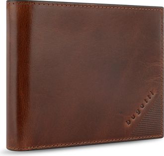 Bugatti Geldb&ouml;rse BUGATTI Portemonnaie Nobile mit Klappe - Scheintasche Cognac, Herren, braun, Leder, Polyester, Kleinlederwaren Geldb&ouml;rse