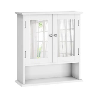 Urban Meuble Mueble de Ba&ntilde;o con Espejo Blanco - Armario de Pared con Estante MDF