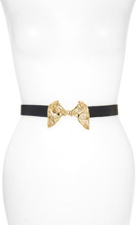 Raina Harvey Horse Clasp Leather Belt in Navy at Nordstrom