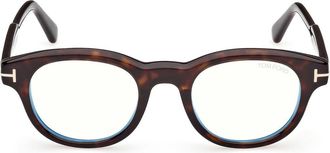 Tom Ford 47mm Round Optical Glasses in Shiny Classic Dark Havana at Nordstrom