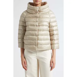 Herno Sofia Iconic Down Crop Puffer Jacket in 1985 Chantilly at Nordstrom, Size 50