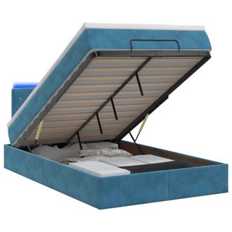 vidaXL Letto Ottomano Con Materasso E Led Blu Scuro 120 X 200 Cm Vidaxl
