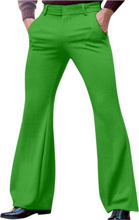 Generic Trousers for Men Casual Flare Pants with Pockets Retro Solid Colour Bottoms Vintage High Waist Trouser Slim Fit Stretch Pant Mens Dressy Clothes Y2K S