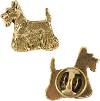 OEM Scottish Terrier, Aberdeen Terrier: Un Broche De Perro En Una Caja Decorativa, Un Elegante Broche Chapado En Oro, Un Broche De Solapa De Art-dog