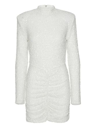 Rotate long-sleeved mini dress - women - Recycled Polyester/Polyester/Elastane/Sequin - 40 - White