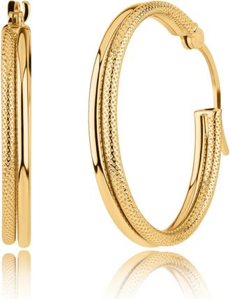 MAX + STONE Solid 10K Yellow Gold Hoop Earrings with Secure Closure