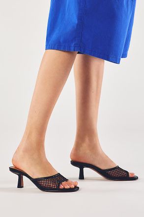 Bibi Lou Mesh Open-Toe Mule Heels