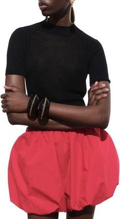 Mango Short Sleeve Crop Sweater in Black at Nordstrom Rack, Size Medium