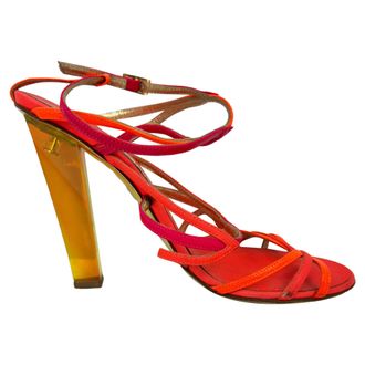 Jimmy Choo London Jimmy Choo sandalen met bandjes en hakken in neonoranje en roze leer