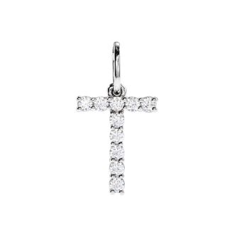 Diamond2Deal 14k Gold 1/6ct Lab-Grown Diamond Initial T Pendant
