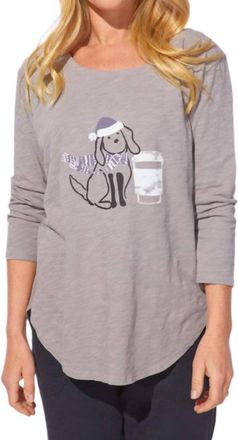 Escape Latte Puppy Boxy Tee In Fog