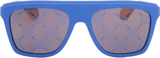 Gucci Blue Logo Browline Mens Sunglasses GG1570S 004 57