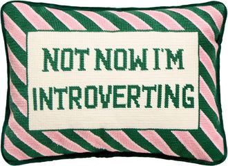 Peking Handicraft Unisex Not Now Im Introverting Pillow In Pink And Green