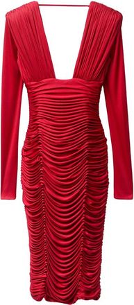 Versace Draped Silk Cr&ecirc;pe Jersey Midi Dress