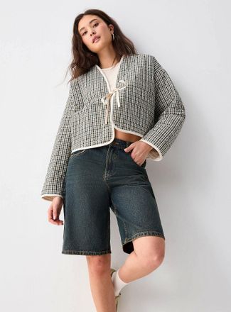 Twik Womens Antibes checkered puffer jacket