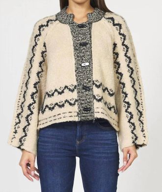 Dear John Denim Luanna Long Sleeve Cardigan In Black/cream