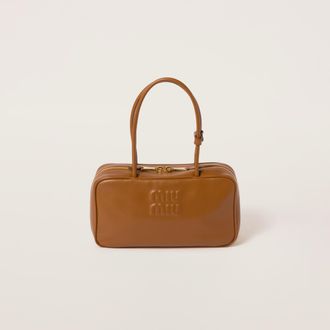 Miu Miu Beau Leather Top-handle Bag, Woman, Cognac