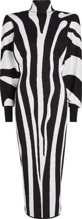 Balmain Zebra-jacquard Knit Midi Dress - Multi Animal - 40 (UK12 / M)