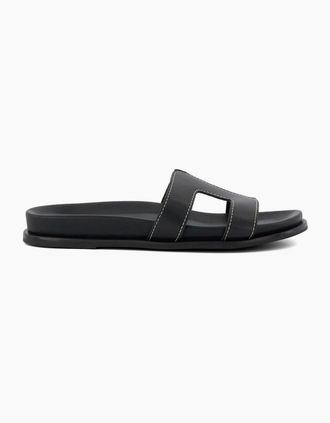 Dune London Womens Lo Loupa Open Toe Flat Slides Sandals - Black - Size: 7