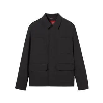 Gucci Light Jackets, male, Black, Size: XL Wool Jacket with Selvedge Detail