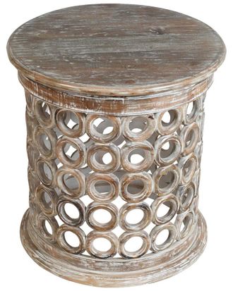 LR Home Lr Home Emma Farmhouse Lattice Solid Wood Handmade Side Table