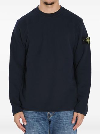 Stone Island logo-badge crew-neck sweatshirt - men - Cotton - S - Blue