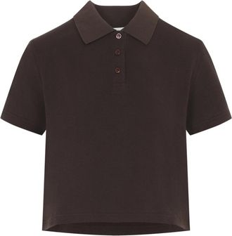 Saint Laurent Cassandre Cropped Polo - Dames - Polos - Bruin - L - Katoen - Tops