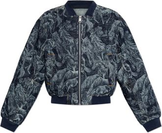 AllSaints Kaytra Printed Denim Bomber - Dames - Spijkerjassen - Blauw - S - Denim - Jassen