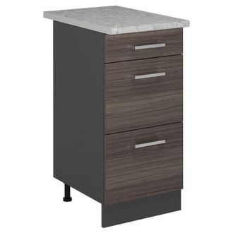 Vicco Mueble Bajo De Cocina R-line, Gris Noble, 40 Cm Con Cajones, M&aacute;rmol Ap