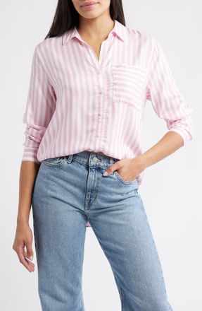 Beach Lunch Lounge Eden Long Sleeve Button-Up Shirt in Pearl Pink at Nordstrom, Size X-Large