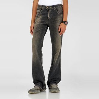 Diesel Bootcut Jeans Regular Waist 1998 D-Buck, Black/Dark grey, Button fly
